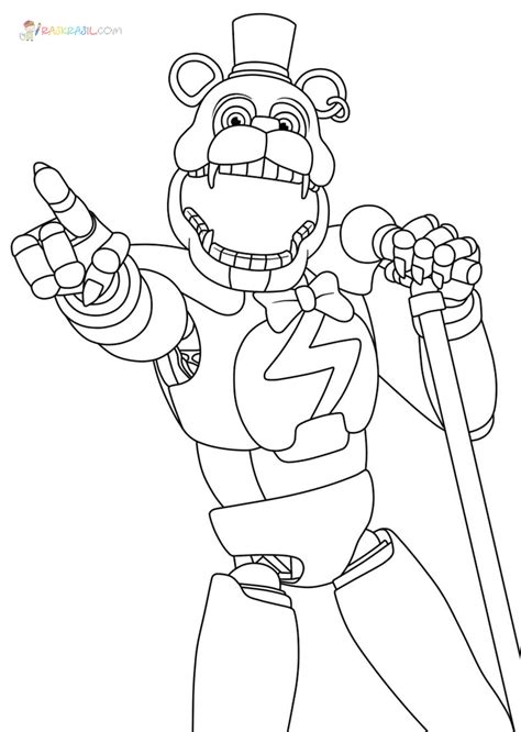 Glamrock Freddy coloring page Roxanne Wolf from the game Five Nights at Freddy&x27;s Security Breach. . Glamrock freddy coloring page